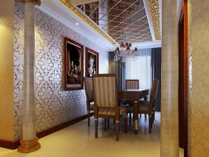 luxurious and concise european living room restaurant 1765 3D Model