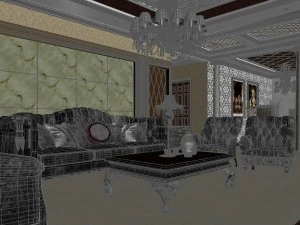 luxurious and concise european living room restaurant 1765 3D Model