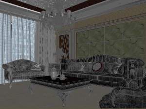 luxurious and concise european living room restaurant 1765 Modèle 3D