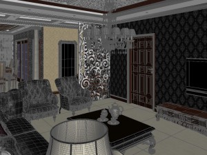 luxurious and concise european living room restaurant 1765 Modèle 3D