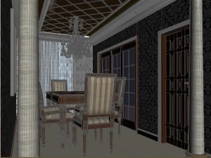 luxurious and concise european living room restaurant 1765 3D Model