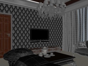 luxurious and concise european living room restaurant 1765 Modèle 3D