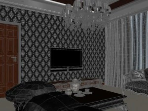 luxurious and concise european living room restaurant 1765 3D Model