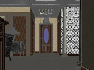 luxurious and concise european living room restaurant 1765 3D Model
