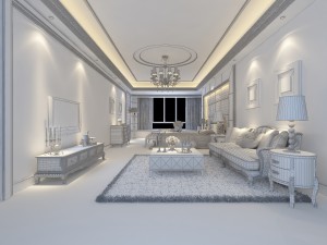 the living room of a luxurious european-style single apartment is 5166 3D Model