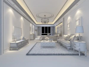 the living room of a luxurious european-style single apartment is 5166 3D Model
