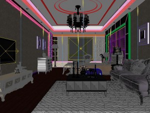 the living room of a luxurious european-style single apartment is 5166 3D Model