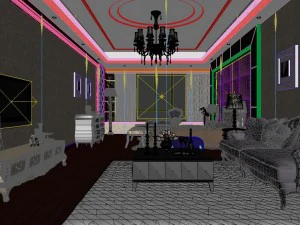 the living room of a luxurious european-style single apartment is 5166 3D Model
