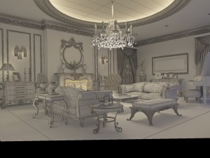 deluxe european living room 1718 3D 모델