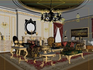 deluxe european living room 1718 3D 모델