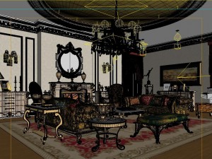 deluxe european living room 1718 3D 모델