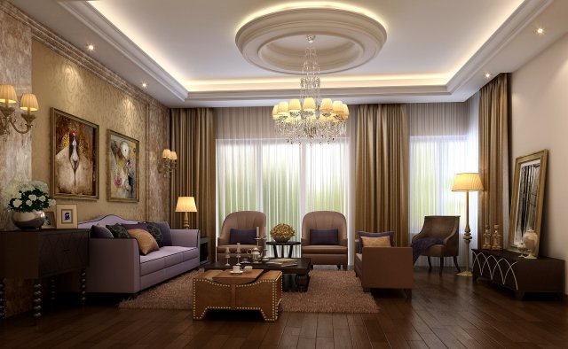 luxurious european living room 1727 Modèle 3D .c4d .max .obj .3ds .fbx .stl .blend 