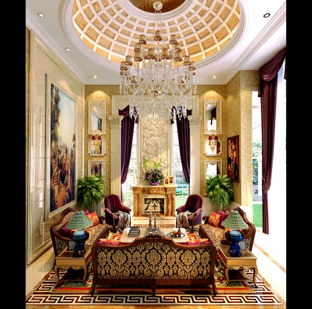 deluxe european living room 1738 3D 모델 .c4d .max .obj .3ds .fbx .stl .blend 