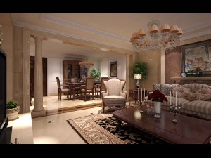deluxe european living room 5119 Model 3D