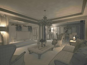 deluxe european living room 5119 Model 3D