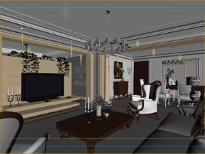 deluxe european living room 5119 Model 3D