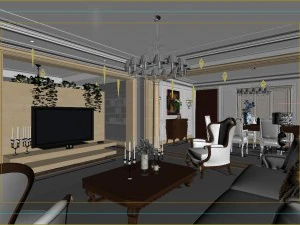 deluxe european living room 5119 3D Model