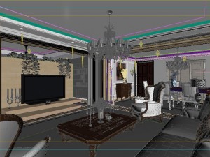 deluxe european living room 5119 Model 3D