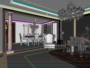 deluxe european living room 5119 Model 3D