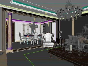 deluxe european living room 5119 3D Model