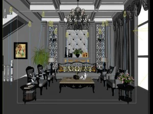 luxury european living room 5146 3D Model