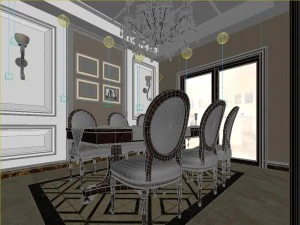 deluxe european living room 1803 3D Model