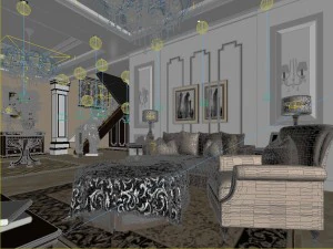 deluxe european living room 1803 3D Model