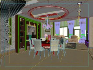 deluxe style double european living room 1754 3D Model