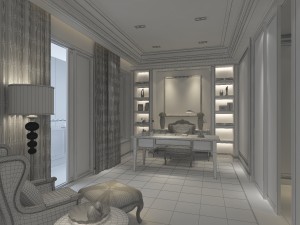 luxurious fashionable family decorates - study 0601 3Dモデル