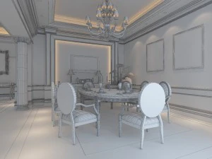 luxury fashion european restaurant 1807 3D Model