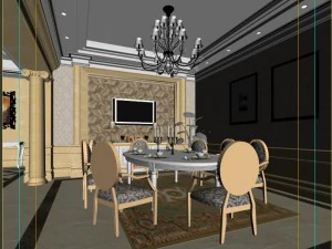 luxury fashion european restaurant 1807 3D Model