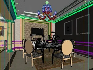 luxury fashion european restaurant 1807 3D Model