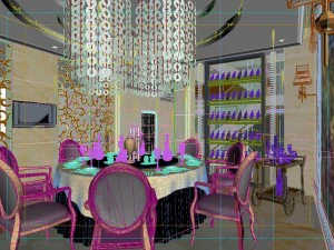 luxury fashion european restaurant 1808 3D Model