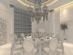 luxury fashion european restaurant 1809 3D Model