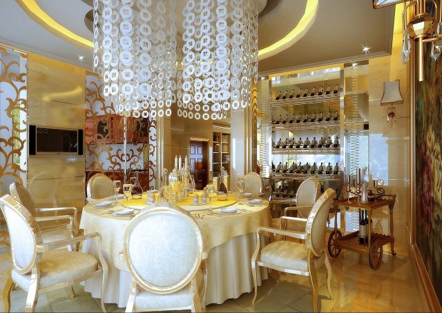 luxury fashion european restaurant 1810 Model 3D .c4d .max .obj .3ds .fbx .stl .blend 