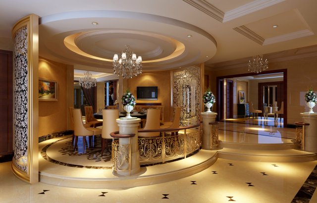 luxury fashion european restaurant 1819 3D 모델 .c4d .max .obj .3ds .fbx .stl .blend 
