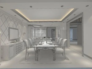 luxury fashion european restaurant 1820 3D Model