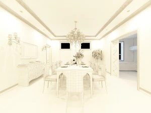 розкішний модний європейський ресторан 1821 3D Модель