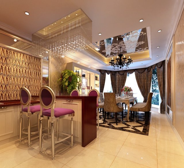 luxury fashion european restaurant 1822 3D मॉडल .c4d .max .obj .3ds .fbx .stl .blend 