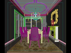 luxury fashion european restaurant 1823 3D Model