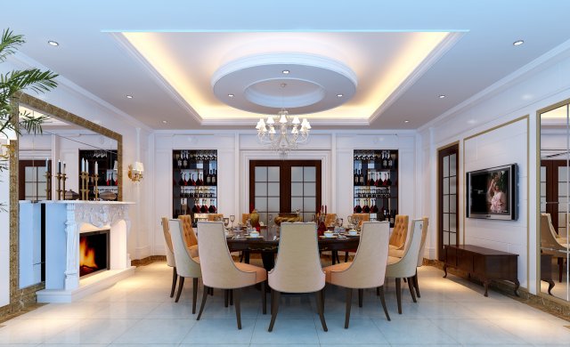 luxury fashion european restaurant 1826 3D 모델 .c4d .max .obj .3ds .fbx .stl .blend 