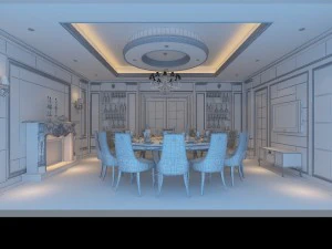 luxury fashion european restaurant 1827 3D Model