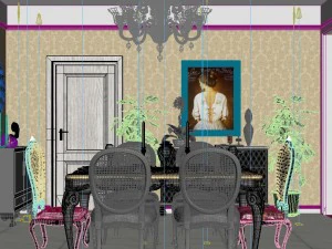 luxury fashion european restaurant 1827 3D Model
