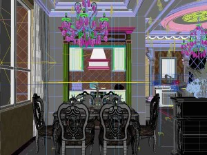 luxury fashion european restaurant 1828 3D Model