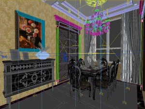 luxury fashion european restaurant 1828 3D Model