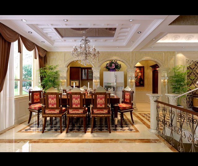 luxury fashion european restaurant 1830 3D Model .c4d .max .obj .3ds .fbx .stl .blend 