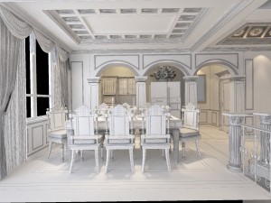 luxury fashion european restaurant 1830 3D Model