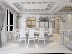 luxury fashion european restaurant 1830 3D Model