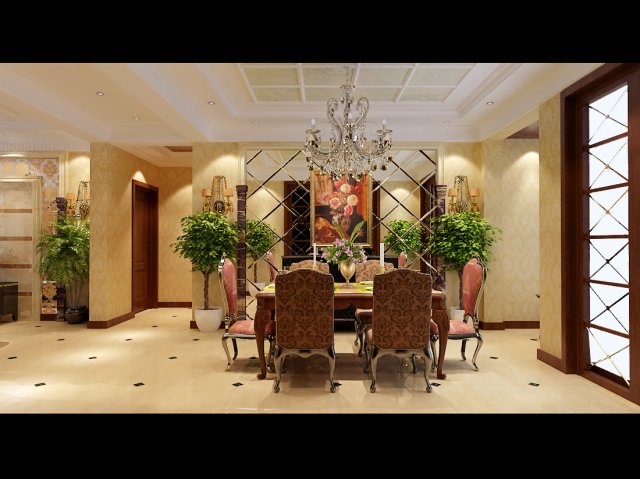 luxury fashion european restaurant 1831 Model 3D .c4d .max .obj .3ds .fbx .stl .blend