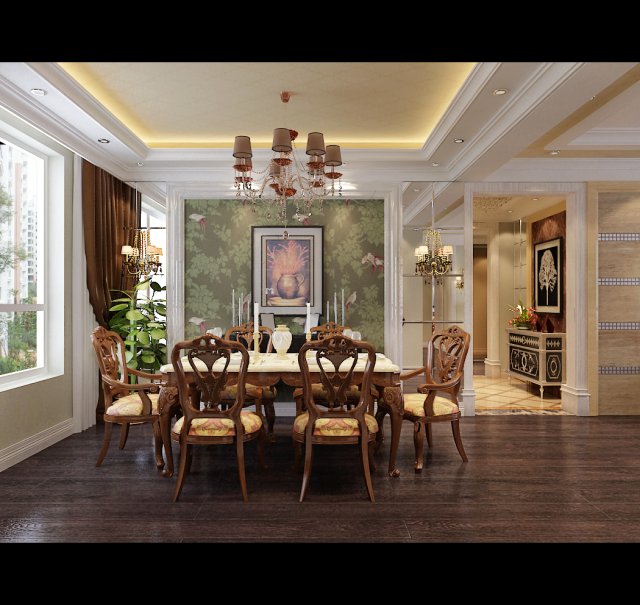 luxury fashion european restaurant 1832 Model 3D .c4d .max .obj .3ds .fbx .stl .blend 
